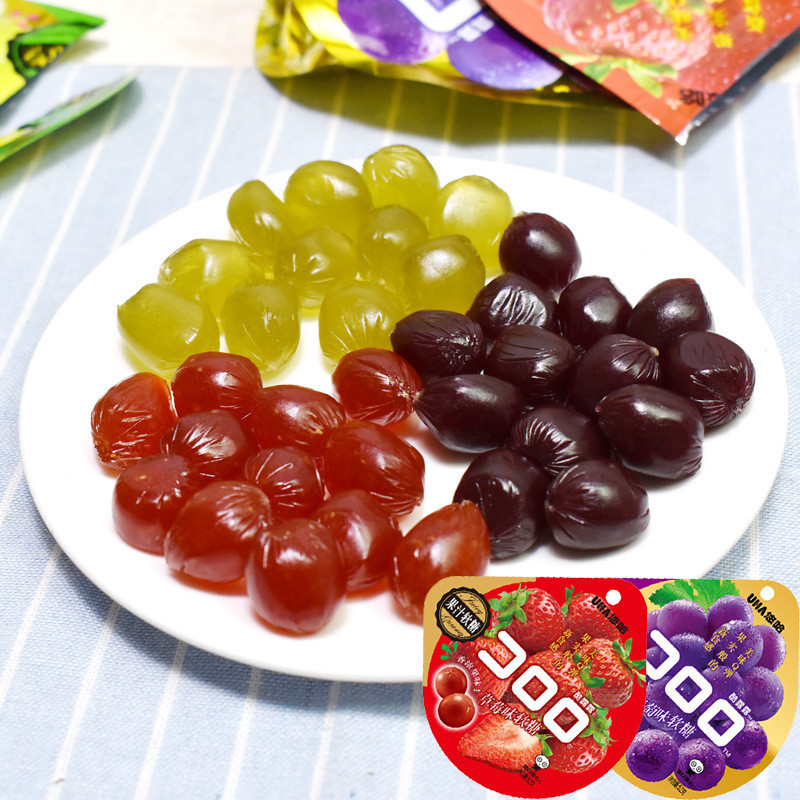 UHA UHA Marshmallows Cool Luluduo Fruity Strawberry White Grape Flavour Pop Pulp Snacks Candy Gummy 