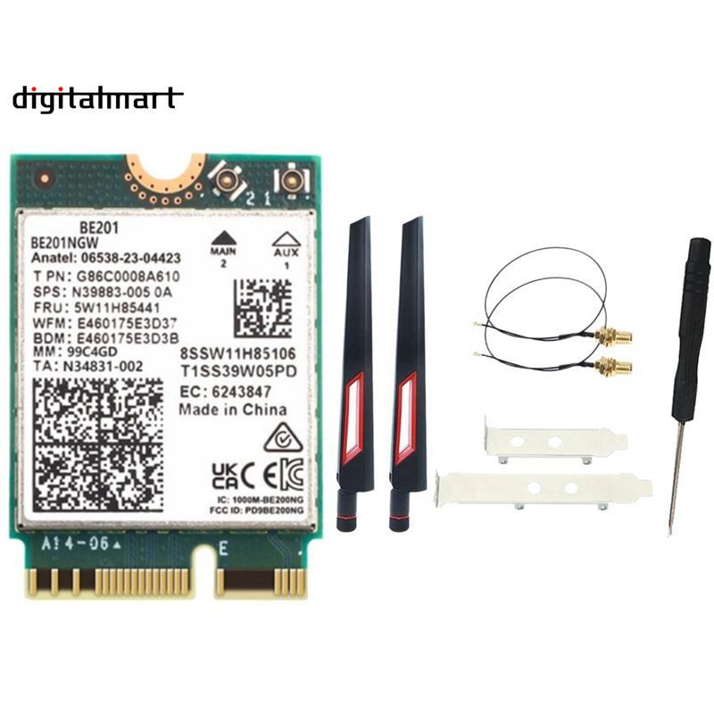 BE201 WIFI7 การ์ด 8774Mbps Tri-Band BT5.4 WiFI7 การ์ด WIFI ไร้สาย M.2 Cnvio3 AX211 สําหรับ Win10/11 