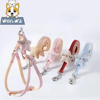 wen.W2 ชุดสายจูงสัตว์เลี้ยง ฮาร์เนสนุ่มปรับได้ สายจูงแมว สำหรับสุนัข แมวตัวเล็ก ใส่สบาย