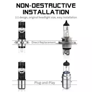 ไฟ LED P15D H6 พัดลมลำแสงสูง/ต่ำระบายความร้อน AC/DC 9 80V 28W 2500 Lumens 6000K สำหรับจักรยานไฟฟ้า 110ทรงลุงled