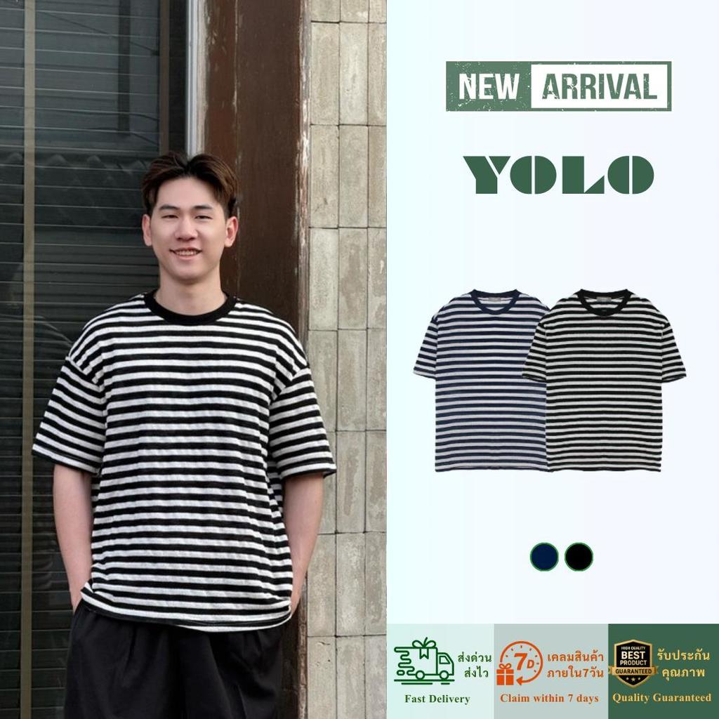 YOLO เสื้อยืด OVERSIZE เสื้อยืดโอเวอร์ไซส์ เสื้อยืดแขนสั้น ผ้าฝ้ายแท้ เสื้อลาย ใส่สบาย Y262358