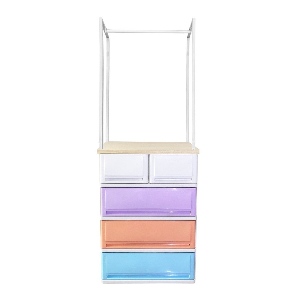 ออกใบกำกับภาษีได้ UP ตู้ลิ้นชักพลาสติก (ท็อปไม้ 1ชั้น) SUMO-KLOSET T2-W1 (4 ชั้น) มีเก็บเงินปลายทาง 