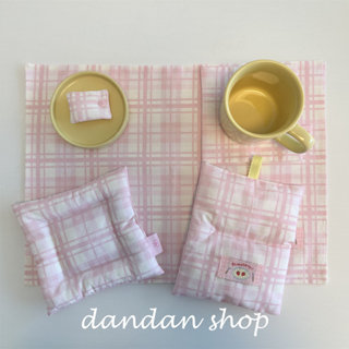 Ins สีชมพูลายสก๊อตสีขาวลายสก๊อต Coaster Placemat Data Cable …