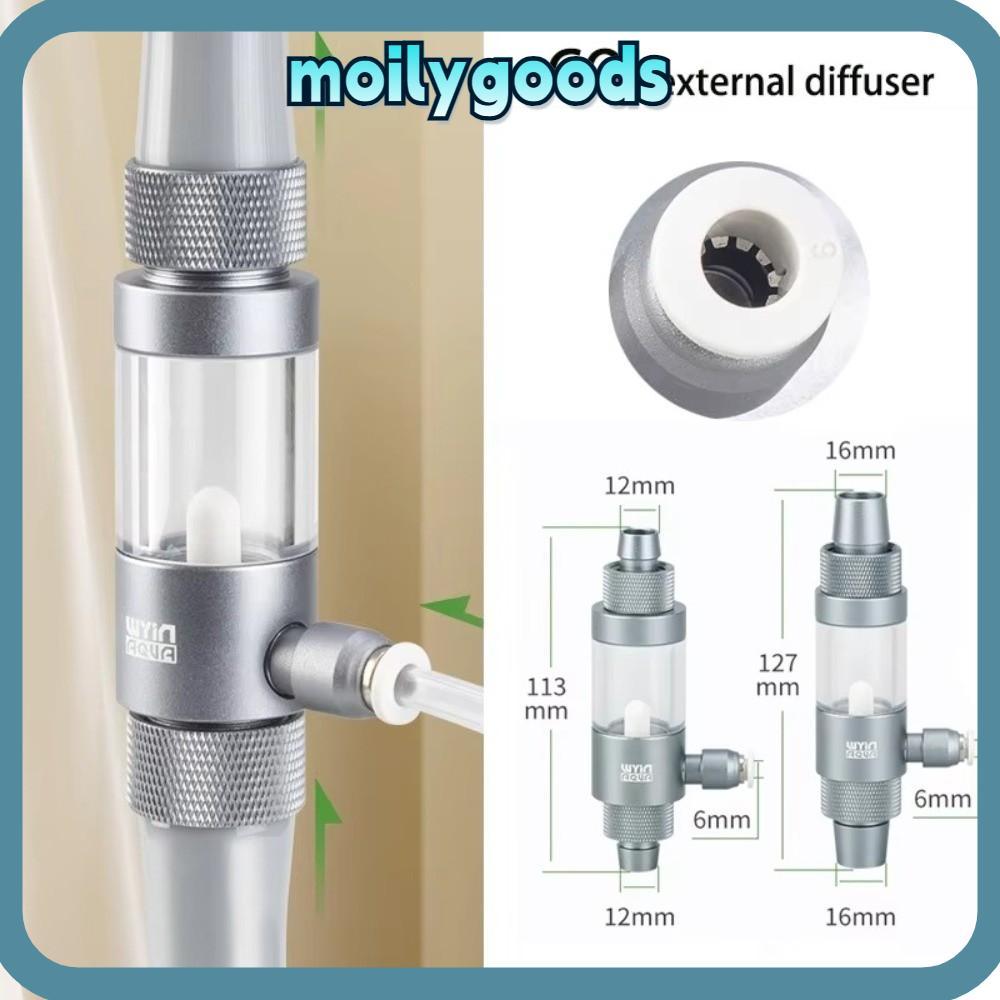 MOILYHD Aquarium CO2 Diffuser, Anti Reflux Observable CO2 ภายนอก Nebulizer, ถังปลา CO2 อุปกรณ์เสริม 