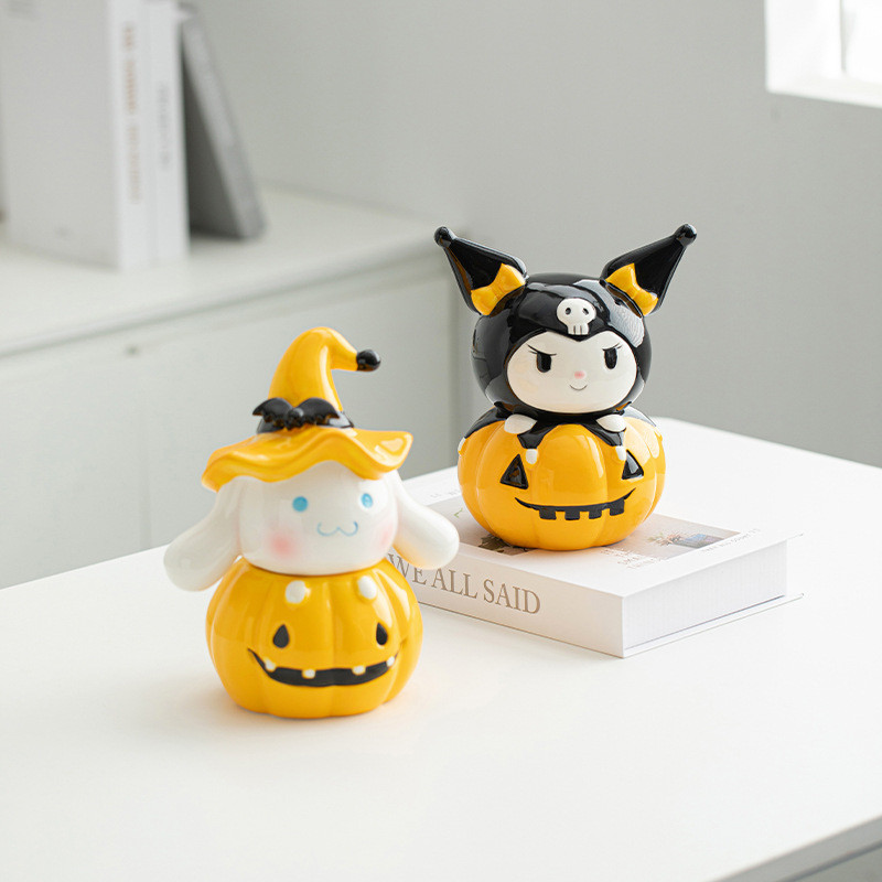 Sanrio Storage Jar เซรามิคมือวาด Underglaze สีน่ารัก Kuromi Candy Jar เครื่องใช้ในบ้านกล่องเครื่องปร
