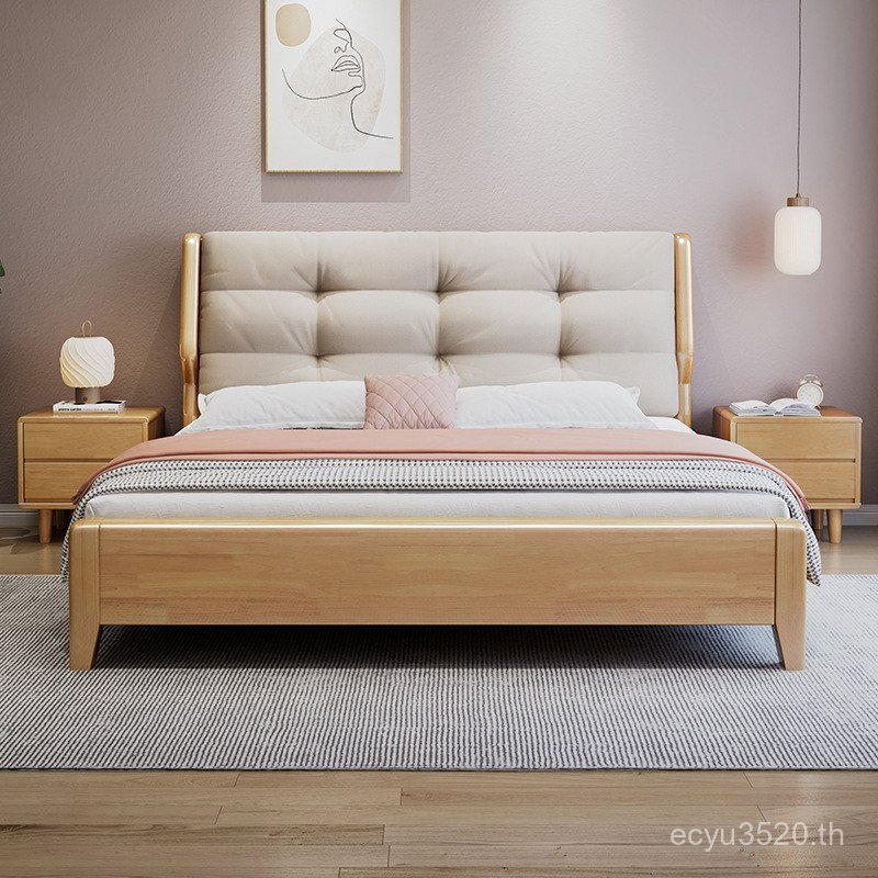 เตียง sm106beh411 เตียงคู่นุ่มสไตล์ญี่ปุ่นเตียง 1.2 เตียงนอร์ดิกขนาดใหญ่ที่เชื่อถือได้ไม้เนื้อแข็ง C