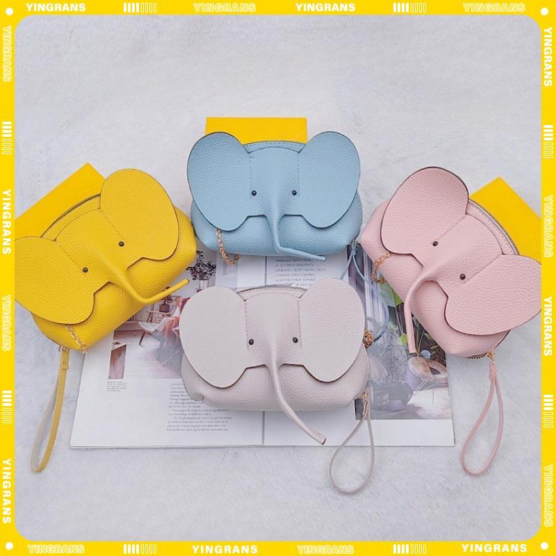 [yingrans] กระเป๋าสะพายข้างสไตล์เกาหลี-mini elephant-ทำจากหนังPU สีทึบ สำหรับสาวๆ ใช้งานได้หลากหลายโอกาส