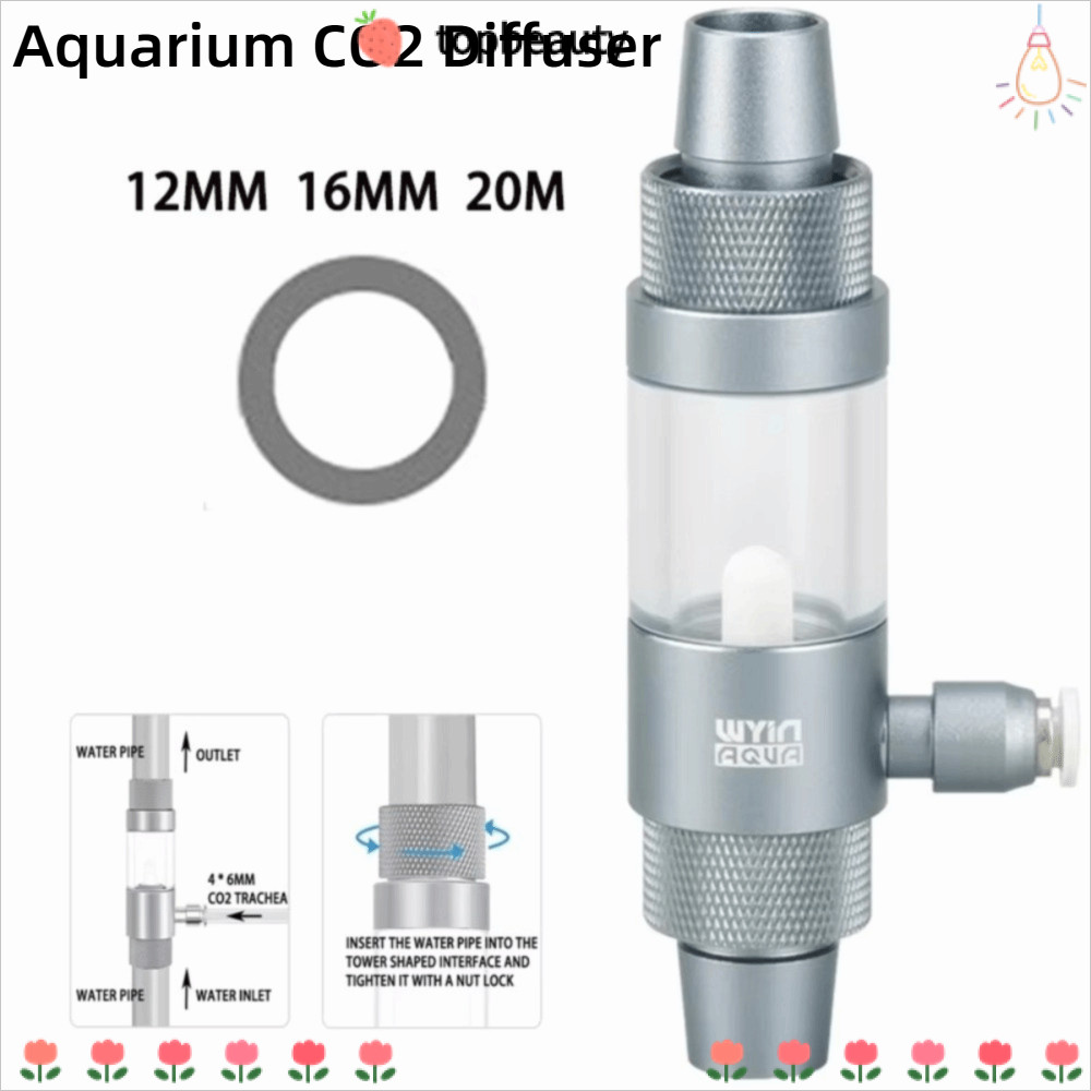 TOPBEAUTY CO2 เครื่องพ่นยาภายนอก, เชื่อฟัง Anti Reflux Aquarium CO2 Diffuser, ถังปลา CO2 อุปกรณ์เสริ