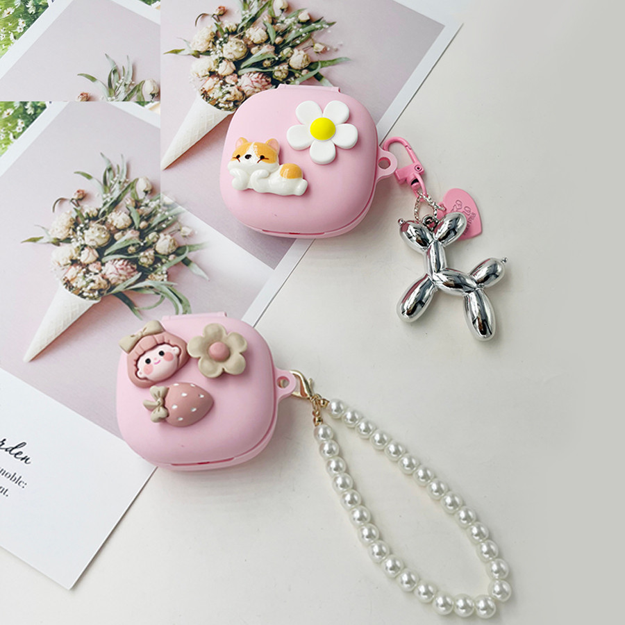 ฝาครอบการ์ตูนสําหรับ Redmi Buds 6 Play / 6lite Case พร้อม keychian เคสหูฟังซิลิโคน Redmi Buds 6 lite