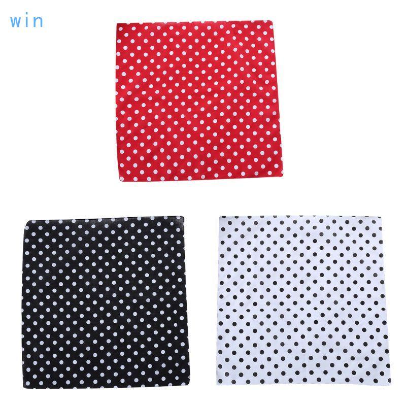 Win 55x55cm Women Unisex Vintage Large Polka Dot Square Scarf Cotton Sport for Head