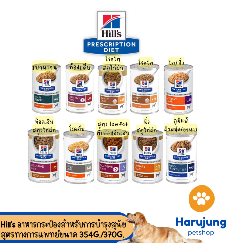 Hill's อาหารเปียกกระป๋องสุนัข ประกอบการรักษา สูตรทางการแพทย์ขนาด 354-370 g.