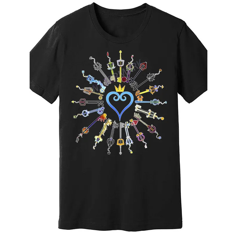 เสื้อยืด MESIN Kingdom Hearts Keyblades - ผ้าฝ้ายสีดํา แขนสั้น สไตล์ลําลอง สามารถเป็นเครื่องจักรได้