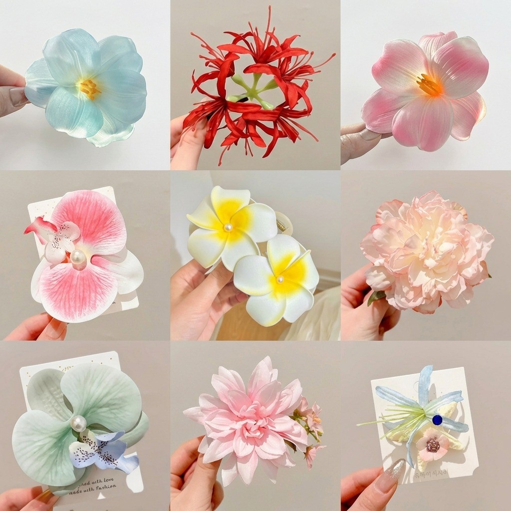 หนีบผมลายดอกไม้นางฟ้า สำหรับผู้หญิง ตกแต่งทรงผมในวันพักผ่อน ราคา ถูกที่สุด ดีลบีเคเค แกลเลอรีภาพที่ 2