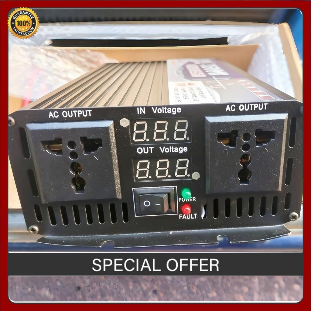 uiiwell อินเวอร์เตอร์ 5000W 24V เป็น 220V เพียวซายเวฟแท้ เครื่องแปลงไฟรถบรรทุก ระบบโซล่าเซลล์ วัตต์เ