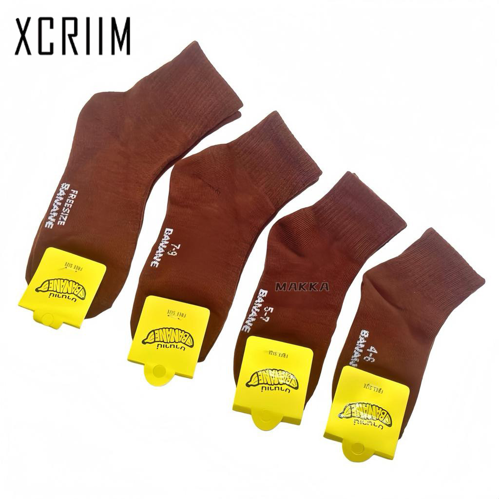 XCRIIM ถุงเท้านักเรียน 12คู่ ถุงเท้านันเรียนสีน้ำตาลข้อเท้า มีให้เลือก 5 ไซซ์ H X