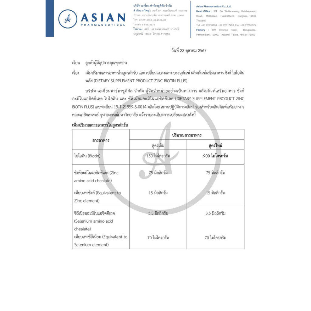 Biotin Zinc Plus ไบโอทิน ซิงก์ พลัส 90 เม็ด(สูตรใหม่ Biotin 900 ไมโครกรัม)หรือ Biotin Zinc 30 / 90 เม็ด(สูตรเดิม)[PLine] - รูปที่ 5