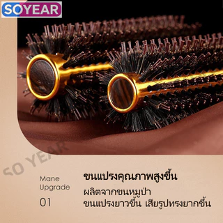 แปรงม้วนผมทรงกระบอกอลูมิเนียม + ขนหมูป่าพรีเมียม ถนอมเส้นผม ม้วนลอนเร็ว สำหรับช่างตัดผม/สาวๆ จัดทรงเร็วทันใจ