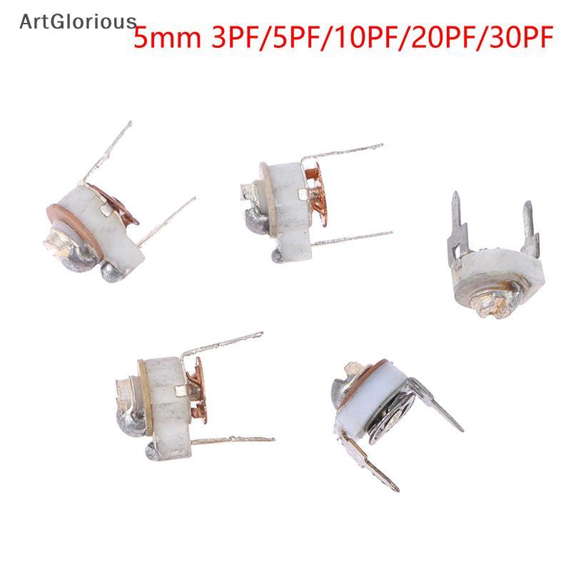 Art 5PCS 5 มม.เซรามิคTrimmer CapacitปรับCapacitor TrimmerตัวแปรเซรามิคCapacitor 3PF 5PF 10PF 20PF 30