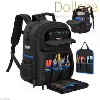 DOLLSBA กระเป๋าเครื่องมือช่างไฟฟ้า,ความจุขนาดใหญ่กันน้ํา Heavy Duty เครื่องมือกระเป๋าเป้สะพายหลัง,มัลติฟังก์ชั่สวมใส่หนาชุดเครื่องมือสําหรับช่างไฟฟ้าจัด