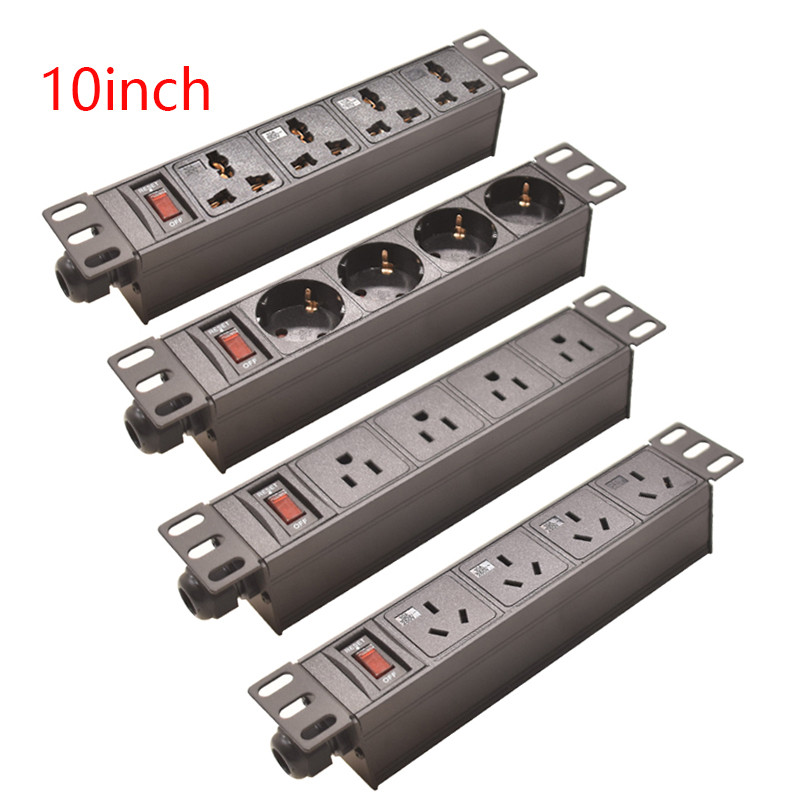 หน่วยกระจายรางปลั๊กไฟ Rack Mount PDU ขนาด 10 นิ้ว, สวิตช์, สาย 2 เมตร