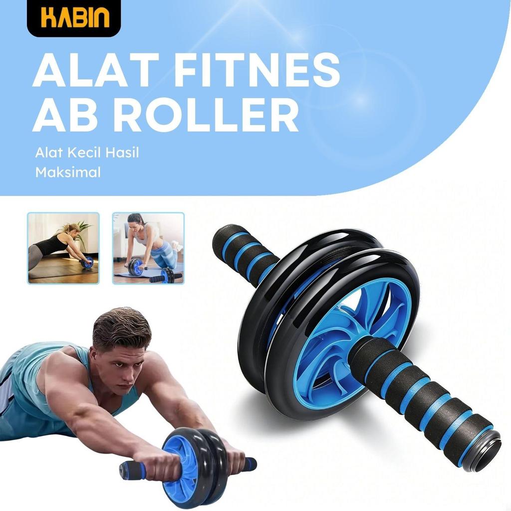 AB WHEEL AB ABS ROLLER DOUBLE WHEEL ABDOMINAL EXERCISE GYM FITNESS EQUIPMENT