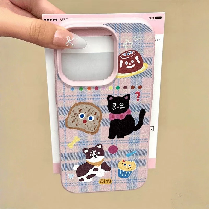 COD-ในไทย💥การ์ตูนแมวคิตตี้แมวหรูผิวหนังรู้สึกนุ่ม เคส For IPhone 11 15 16 17 13 12 14 Pro Max 8Plus XR 8 7 Plus X XS Max