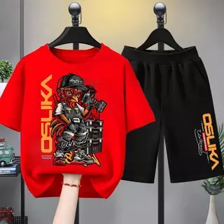 ชุดเสื้อเชิ้ตแขนสั้นและกางเกงขาสั้นฟาร์มสไตล์ไทย สำหรับเด็ก COD เสื้อผ้าเด็ก ดีไซน์ทันสมัย เสื้อผ้าเด็
