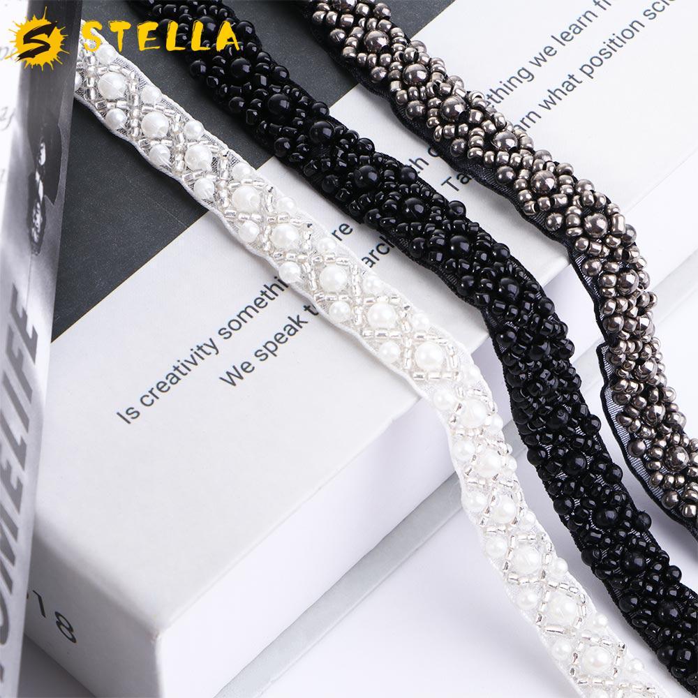 STELLA ลูกไม้ Trim ตกแต่งปักอุปกรณ์เย็บผ้า DIY ไข่มุกเจ้าสาว Applique Dress Decor