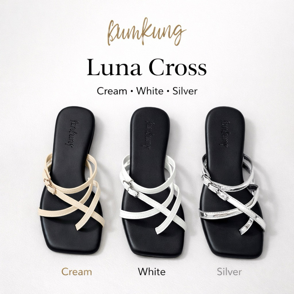 KK93 Luna cross slipper รองเท้าแตะ  พื้นนุ่ม สาย belt เข็มขัด