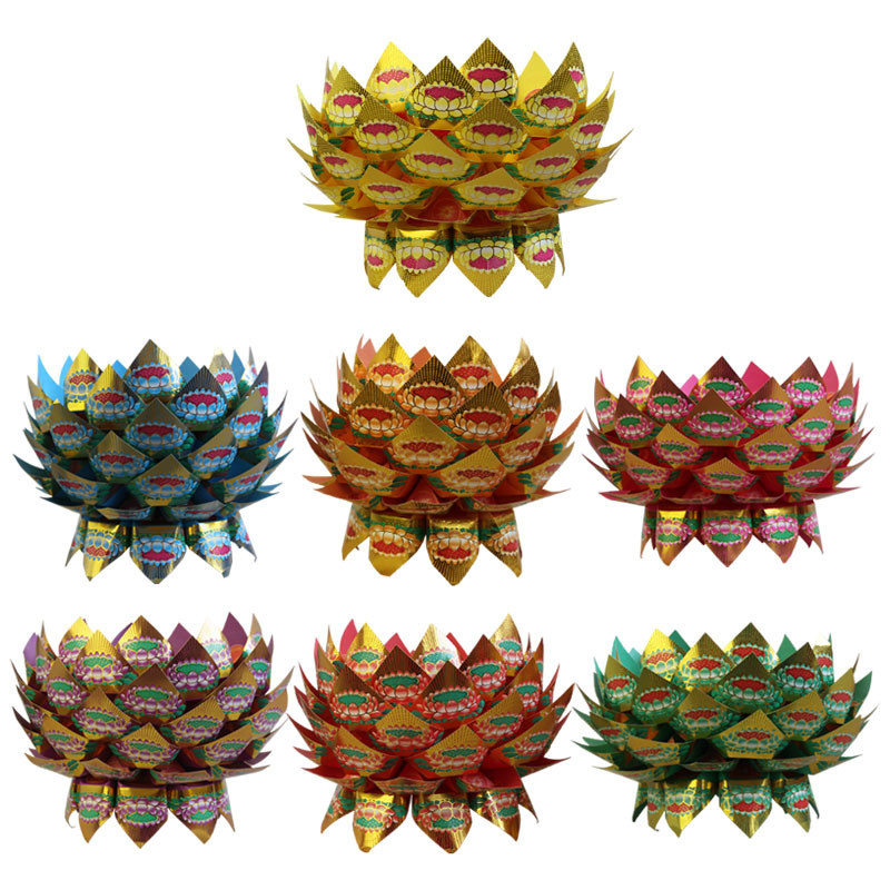 现货 เมล็ดบัว花盆外宝盆莲花片200片半成品文字家居用Sacrifice Supplies Lotus Pot Cornucopia Lotus Piece 20 yafacai66666.m