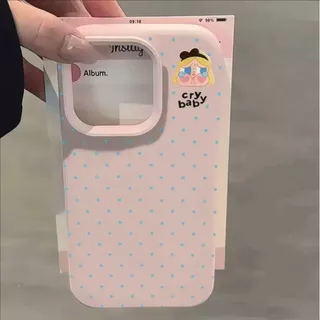 เคสไอโฟน เคส iPhone 17/17 Pro/17 Pro Max 16 15 14 13 12 11 สีเดียวอินทิเกรต ลายจุด Crybaby หลายสี – ทนทานไม่หายสี