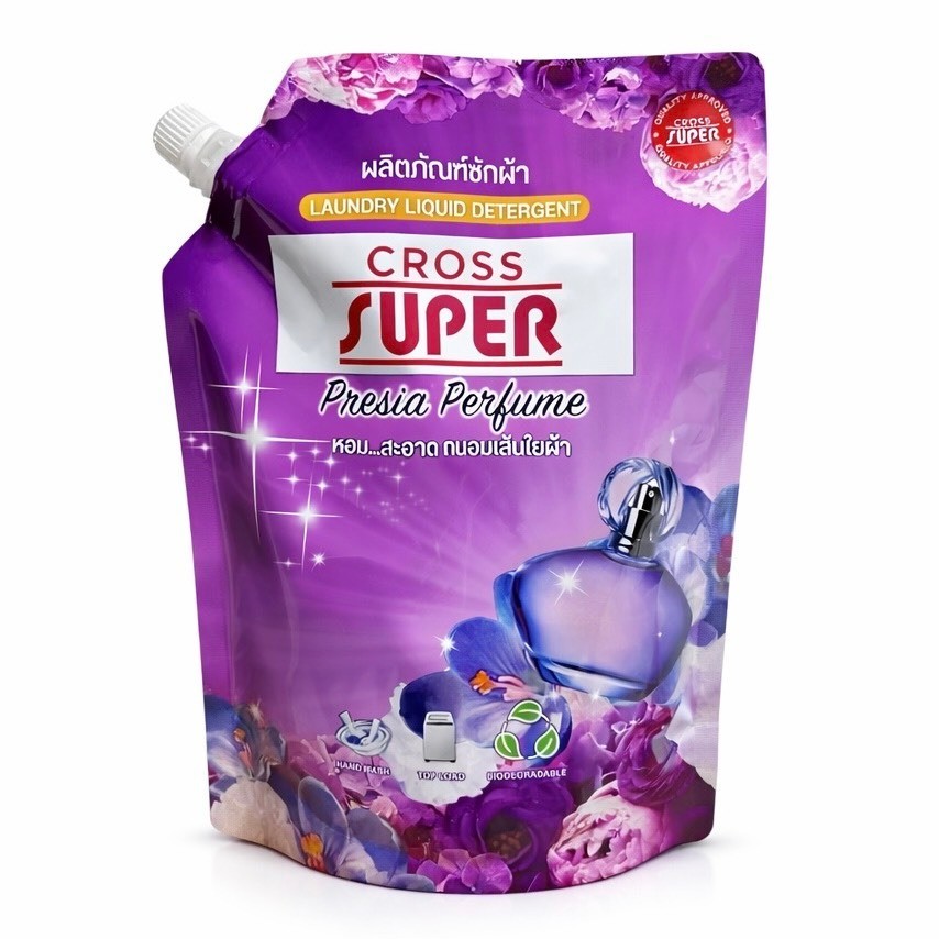 [แพ็ค1แถม1] Cross Super ครอส ซุปเปอร์ น้ำยาซักผ้า กลิ่นพรีเซีย เพอร์ฟูม ขนาด 700มล.