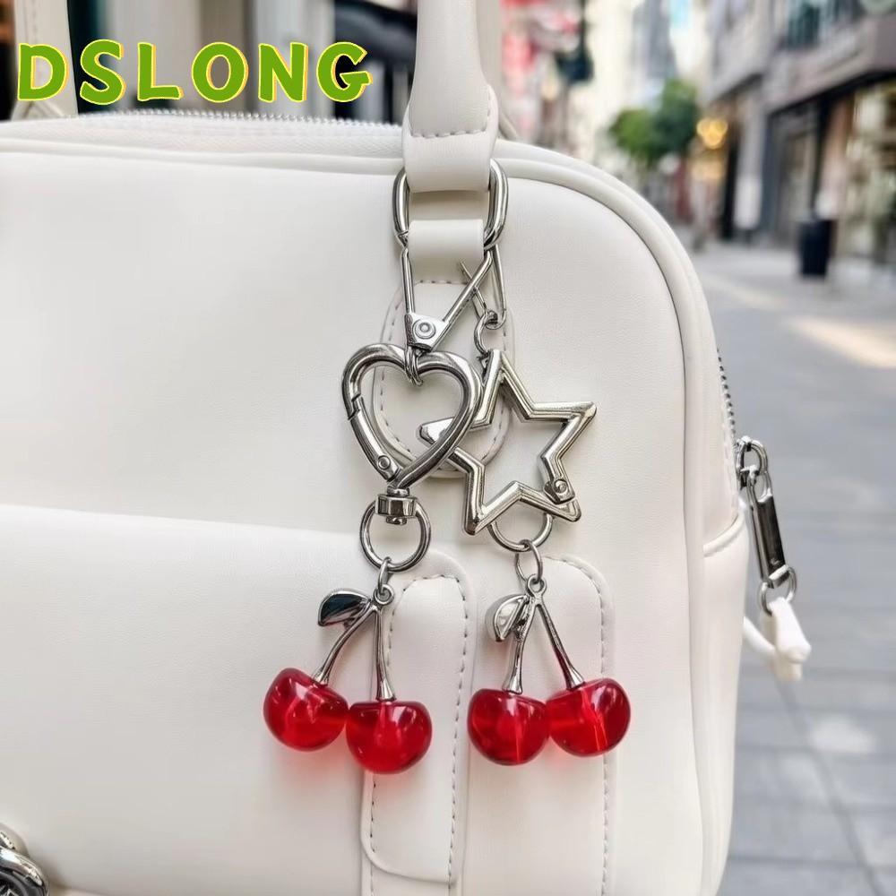 DSLONG พวงกุญแจเชอร์รี่ แบบครีเอทีฟ DIY และอุปกรณ์ตกแต่งกระเป๋าสำหรับผู้หญิง