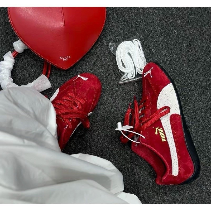 Speed Cat OG รองเท้าผ้าใบสีขาวสีแดง OEM รองเท้าผ้าใบคุณภาพ QRJH กล่องบรรจุ PIBO ZVI9 H6MZ