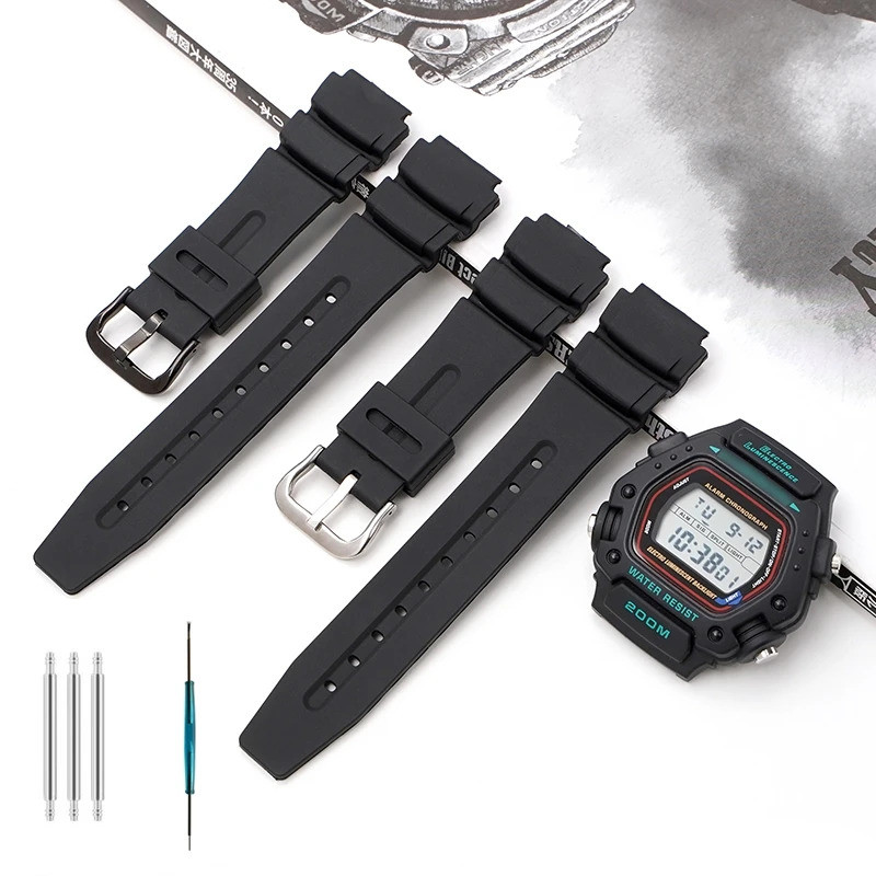 สําหรับ Casio นาฬิกาสายยาง DW-290 DW-340 AD-300 สายรัดข้อมือเรซินเปลี่ยนอุปกรณ์เสริม Band กีฬาสร้อยข