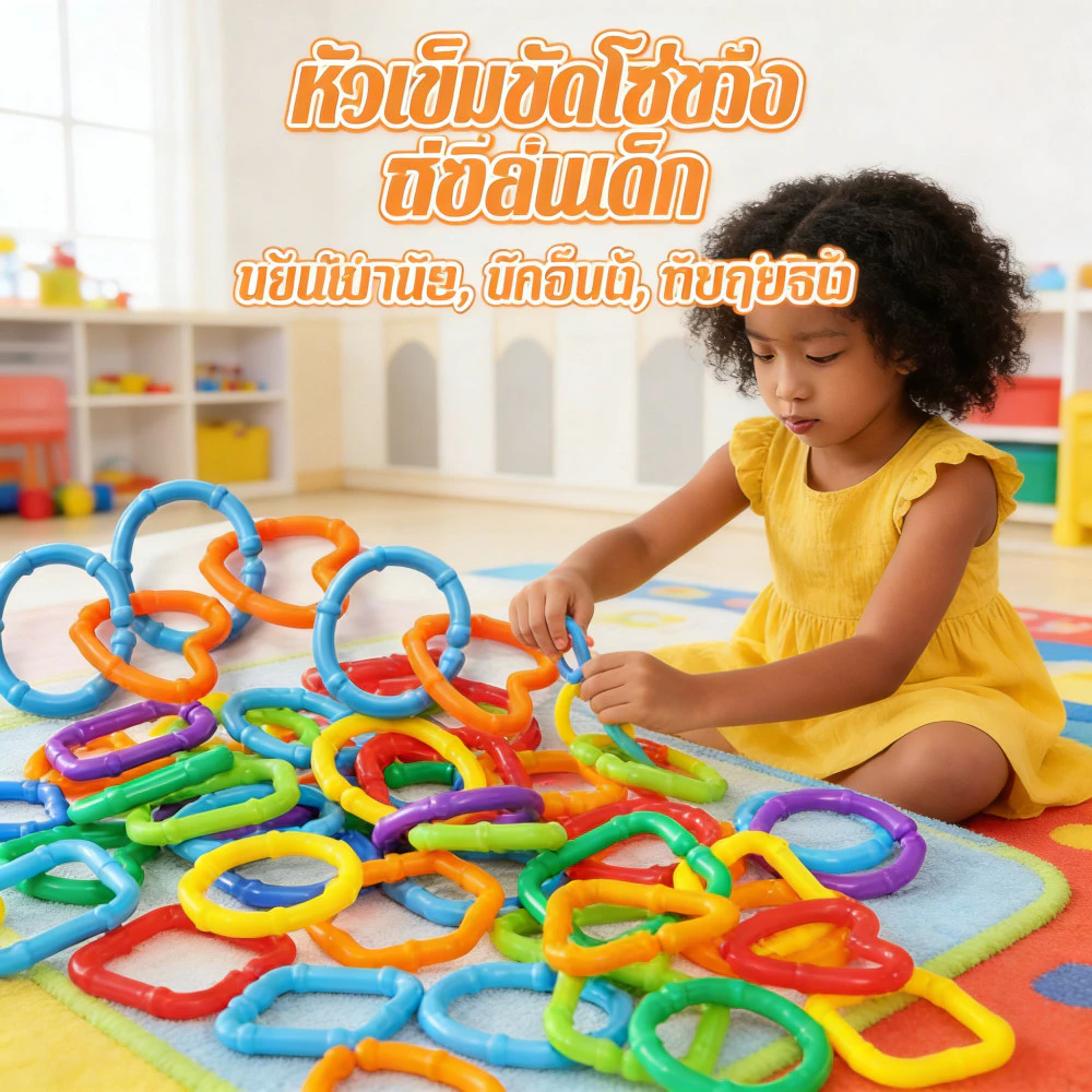 เล่นเด็กของศึกษา สมาธิฝึก รูปต่อตัวเล่น มือเด็กคล้องห่วง