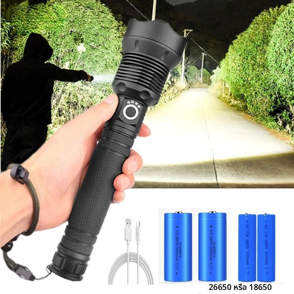 USB ที่มีประสิทธิภาพ xhp70.2 ไฟฉายไฟฉาย Super Bright ชาร์จซูม LED ยุทธวิธีไฟฉาย xhp70 18650 หรือ 266