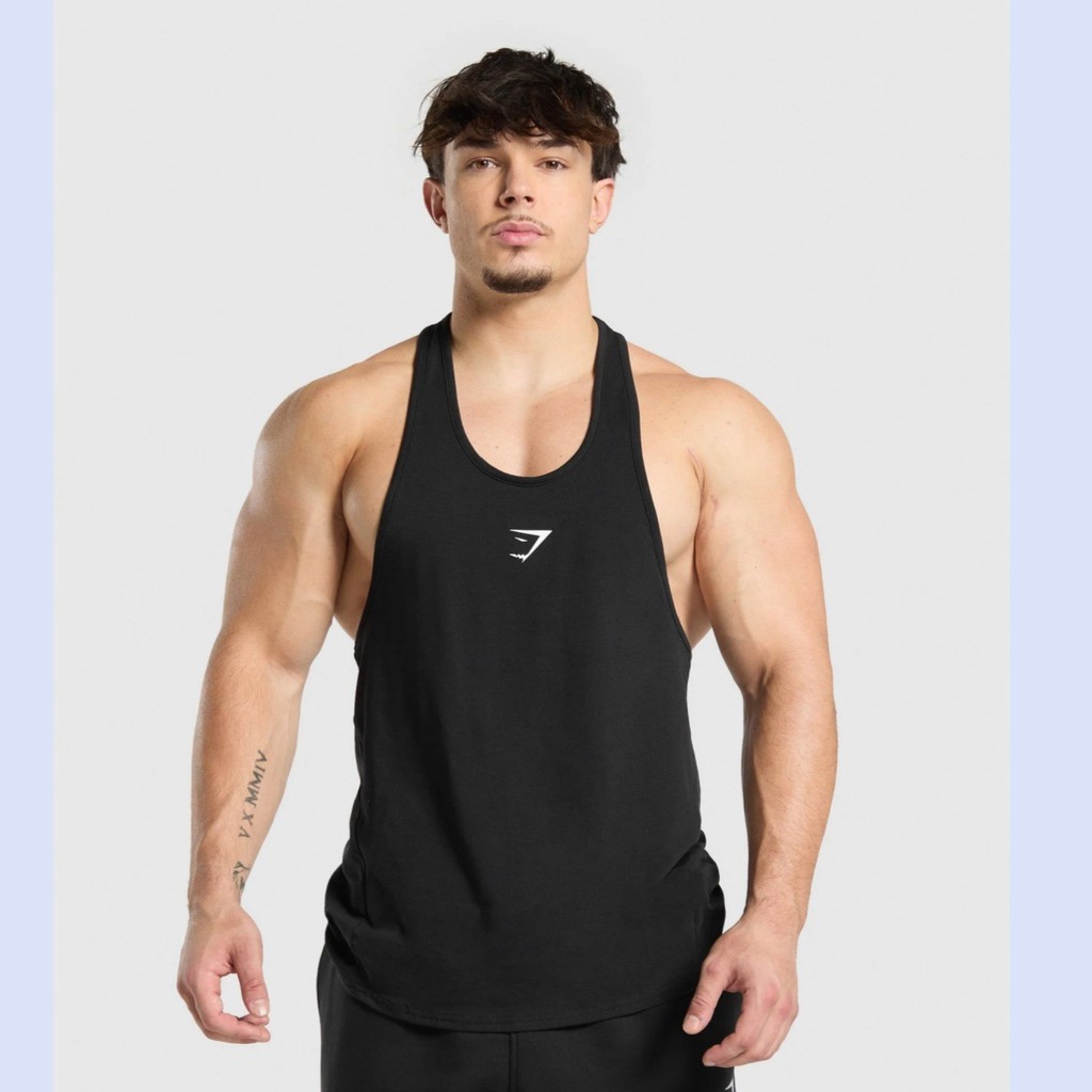 GYMSHARK ผู้ชายสไตล์ใหม่สลิมฟิตกีฬาสันทนาการวิ่งออกกําลังกายออกกําลังกายบาสเกตบอลเสื้อกั๊กแขนกุดยืดแ