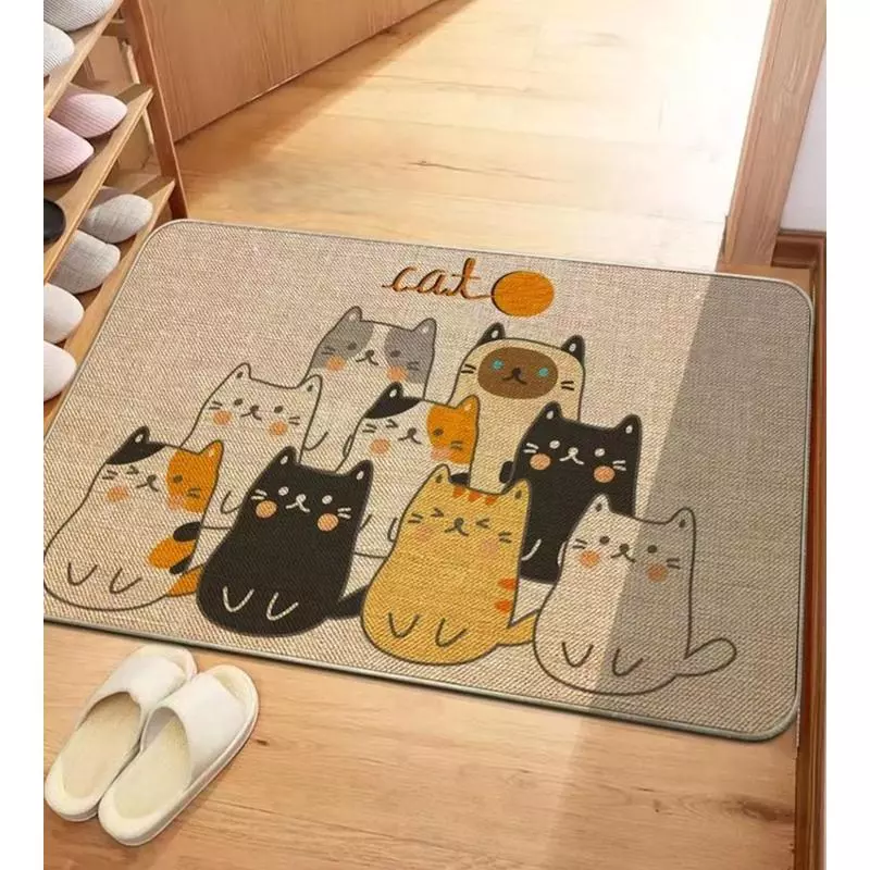 เช็ดเท้ายางพารา ขนาด 40X60ซม หนา 4MM ดีไซน์ลายแมว 9 ตัวสุดน่ารัก ซับนํ้าดี กันลื่น สำหรับตกแต่งบ้าน