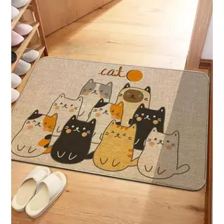 เช็ดเท้ายางพารา ขนาด 40X60ซม หนา 4MM ดีไซน์ลายแมว 9 ตัวสุดน่ารัก ซับนํ้าดี กันลื่น สำหรับตกแต่งบ้าน