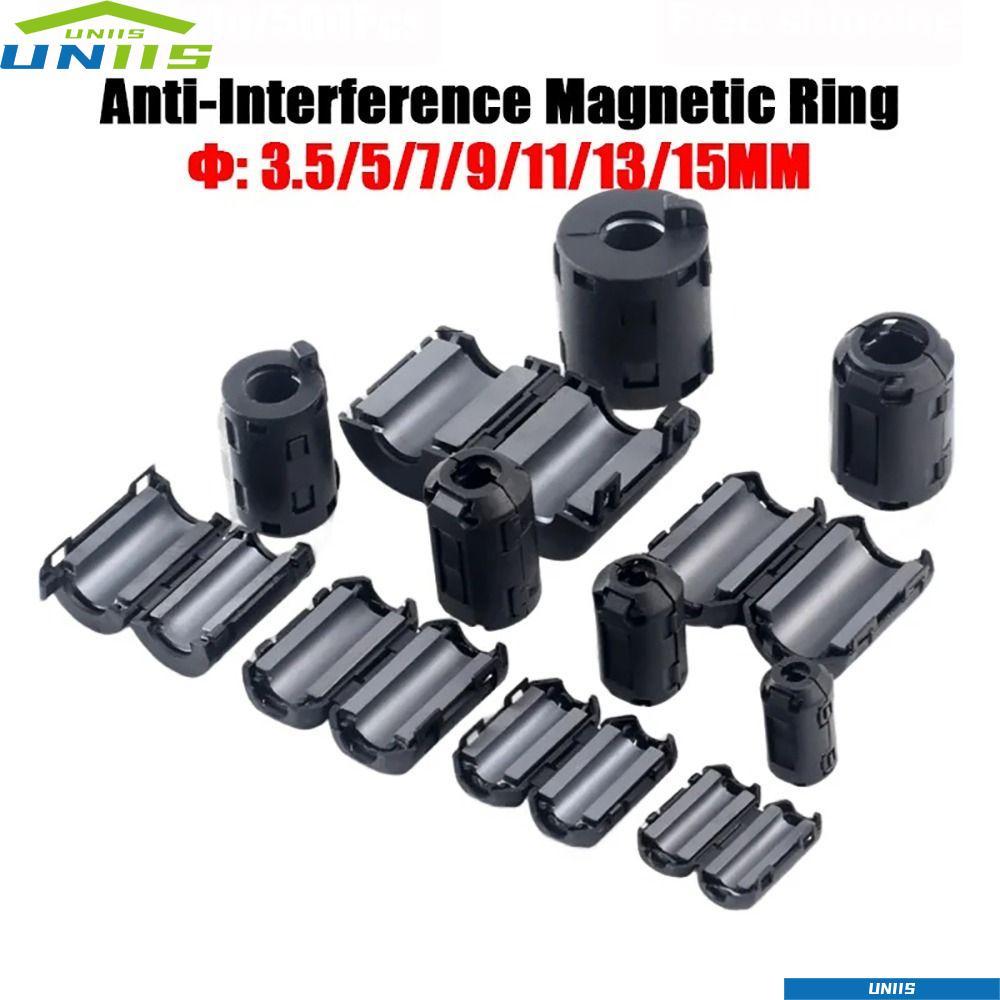 UNIIS 1 ชิ้น Degaussing Filter, Snap-on Noise Suppressor Anti-interfiration แหวนแม่เหล็ก, EMI RFI Ch