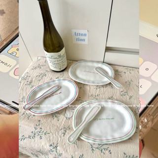 จานขนม จานมีดเนย ลายใหม่2026ins สไตล์เกาหลี  พร้อมส่ง