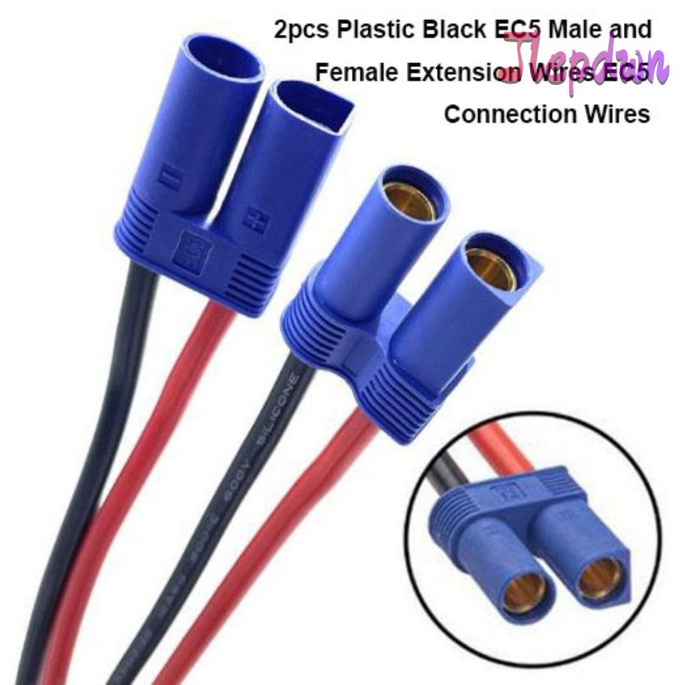 JEPDWN สายไฟต่อ 2 ชิ้น, EC5 ชายและหญิง 6 รูปแบบการเชื่อมต่อ EC5, ลวดเทอร์มินัล EC5 สีดําพลาสติกคุณภา
