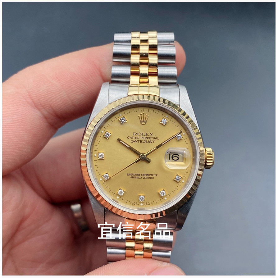 Rolex Mens Watch Diary Type 18k Gold Diamond Automatic Mechanical Watch Men 16233
