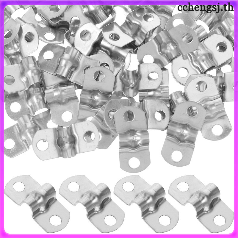 🏠 50Pcs ขาเหล็ก U คลิปจับสายไฟ สำหรับท่อและสายเคเบิล ติดตั้งมั่นคง ขนาด 1.02X0.47X0.20นิ้ว