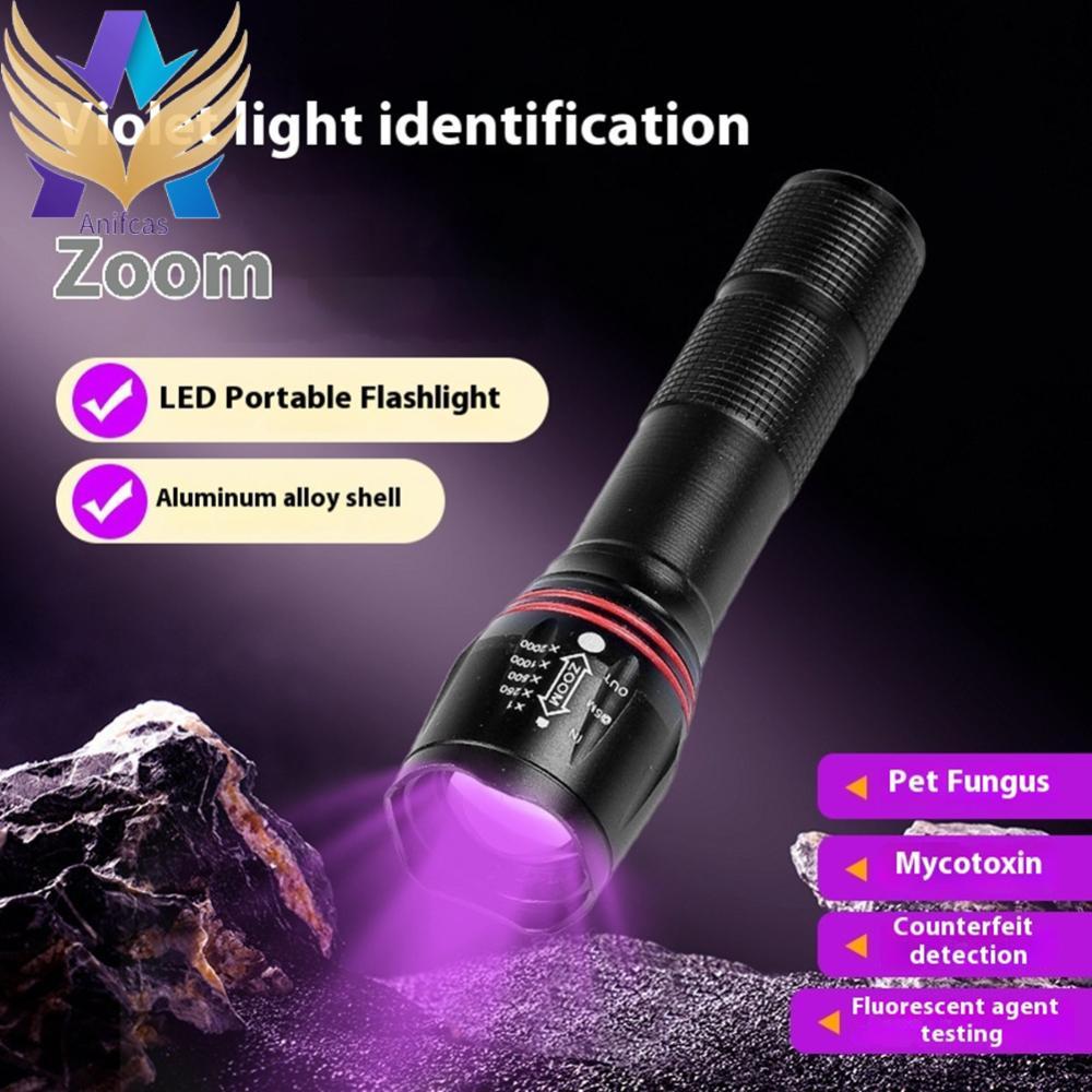 ไฟฉาย UV Multi-Function Telescopic Zoomable ไฟฉาย 3 โหมดแสงไฟฉาย UV กันน้ําสําหรับสัตว์เลี้ยง Stain 
