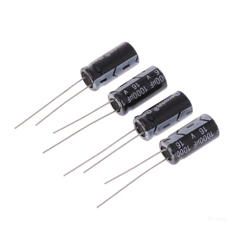 4 ชิ้น 16V 1000uF 105°C Radial Aluminium Electrolytic Capacitor ±20%