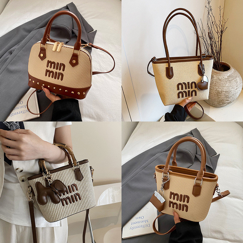 กระเป๋าถือผ้าทอ Minmin, Commuter All-Match Shoulder Messenger Bag