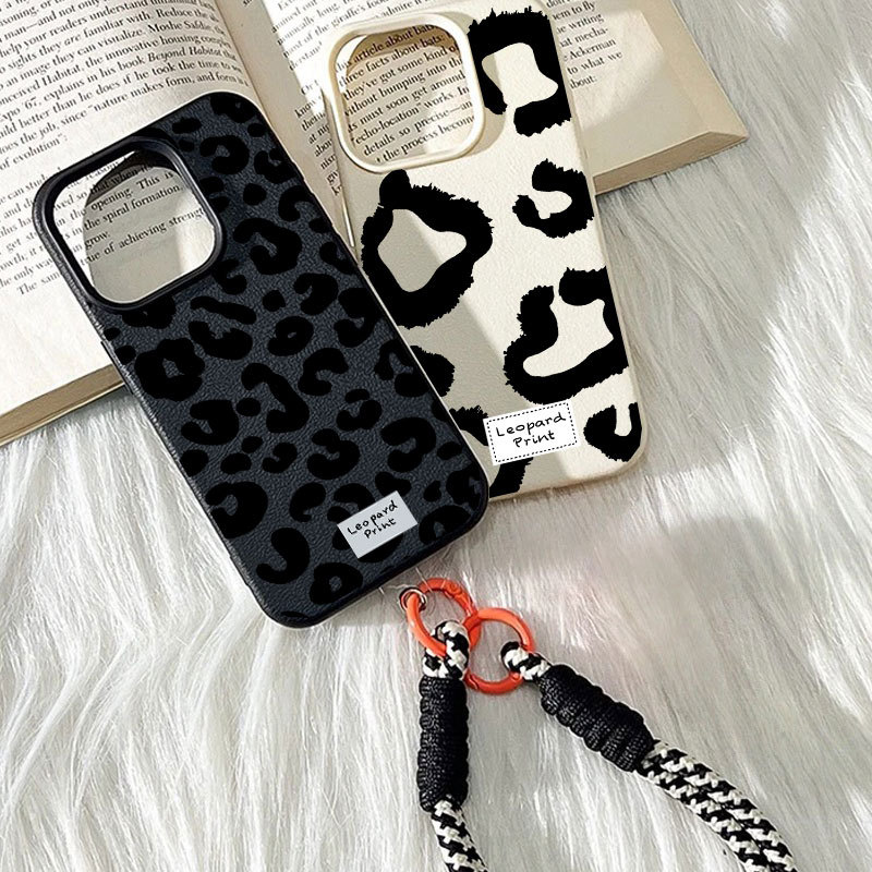 เสือดาวรูปแบบสายคล้องคอ Lanyard เคสโทรศัพท์สําหรับ Motorola MOTO G15 G35 G75 G84 EDGE 50 FUSION Pro 