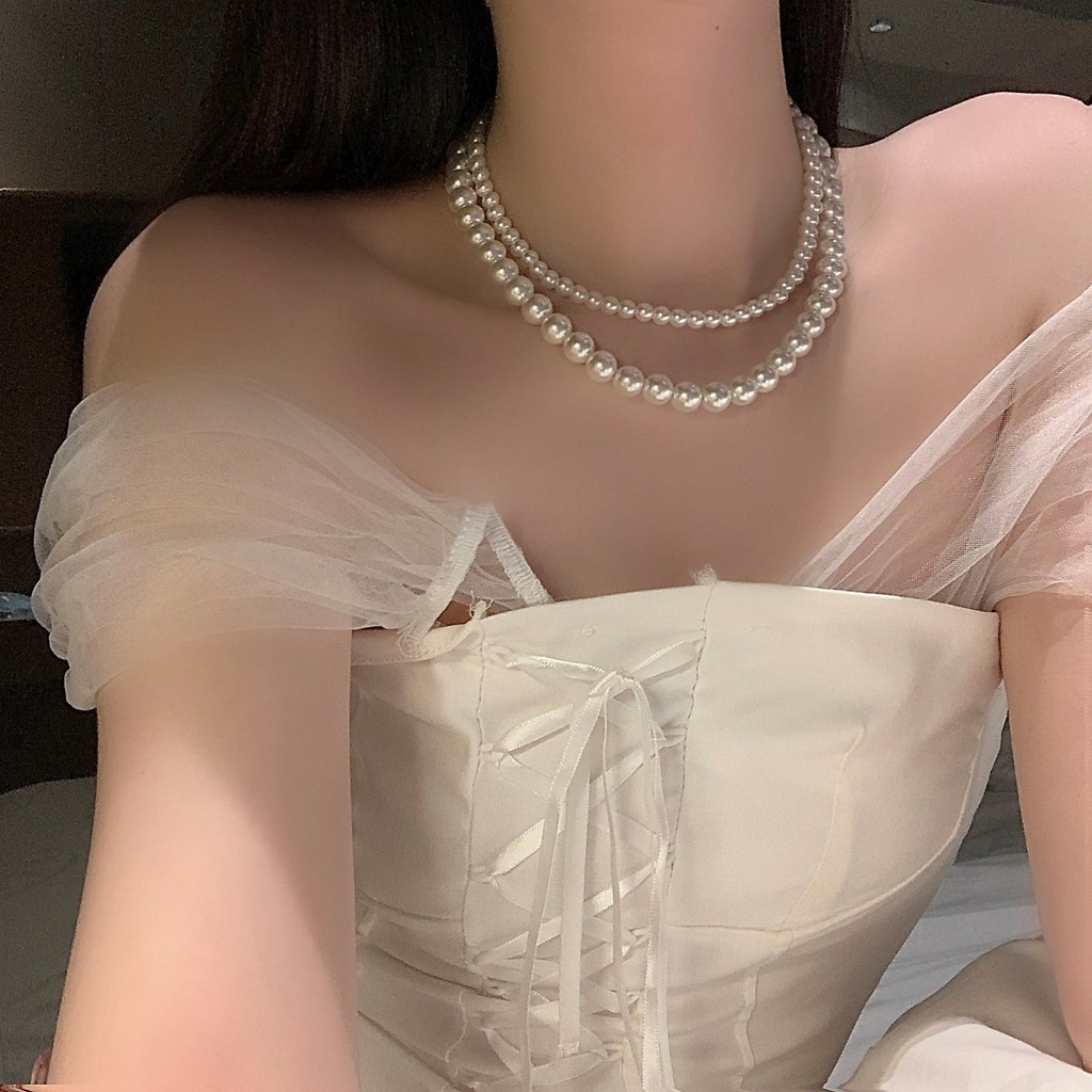 สร้อยคอมุก สร้อยคอมุกหญิงสไตล์ฝรั่งเศส Fever